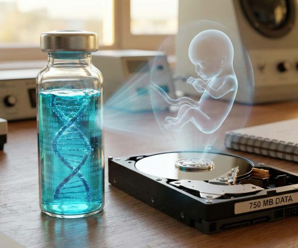 DNA sarmalının 750 megabaytlık dijital veri dosyası olarak gösterimi